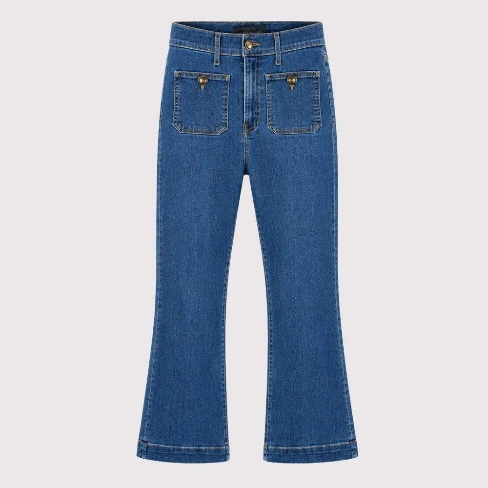 VERONICA BEARD Womens Jeans Blue Denim Carson Ankle Flare High Rise Size 30